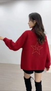 New 2023 women's autumn and winter long-sleeved knitted red top Application Scenario